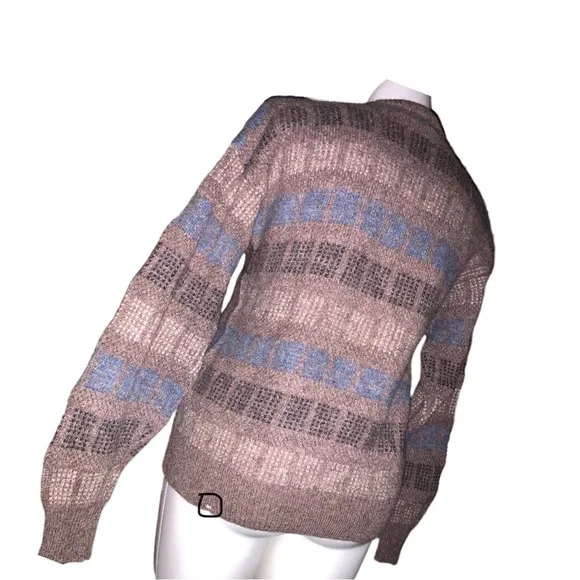 Vintage Michael Jordan Men’s Wool Sweater L Brown Blue Checked Knit Pullover